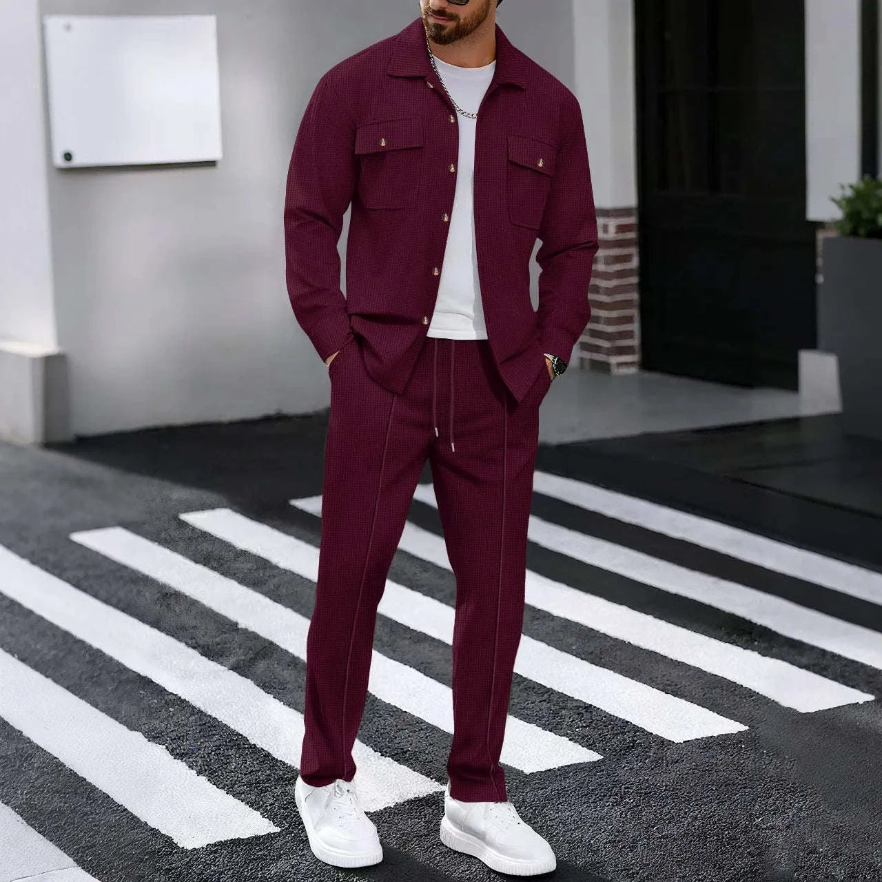 Men's Casual Two-Piece Waffle Texture Suit Koala Sydney 