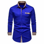 Men's Formal Slim Fit Long Sleeve Button-Up Shirt with Pocket