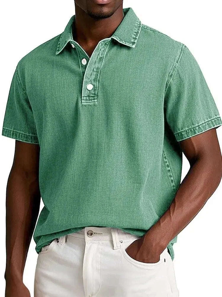 Vintage Men's Solid Polo Shirt Short Sleeve Casual Summer Retro Lapel T-Shirt Koala Sydney 