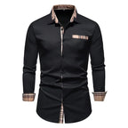 Men's Formal Slim Fit Long Sleeve Button-Up Shirt with Pocket