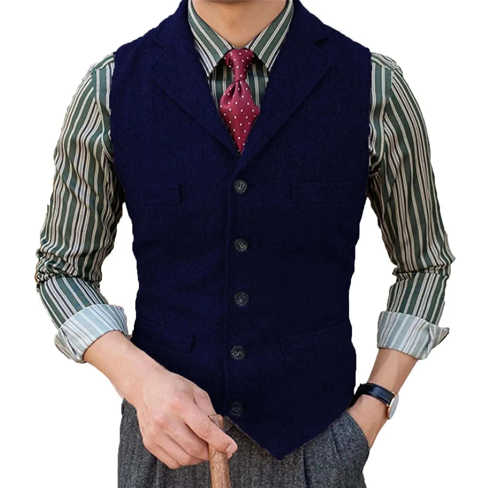 Men's Herringbone Wool Blend Suit Vest Koala Sydney 