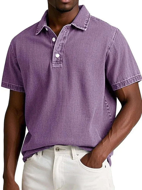 Vintage Men's Solid Polo Shirt Short Sleeve Casual Summer Retro Lapel T-Shirt Koala Sydney 
