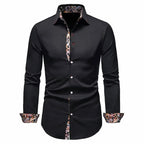 Men's Formal Slim Fit Long Sleeve Button-Up Shirt with Pocket