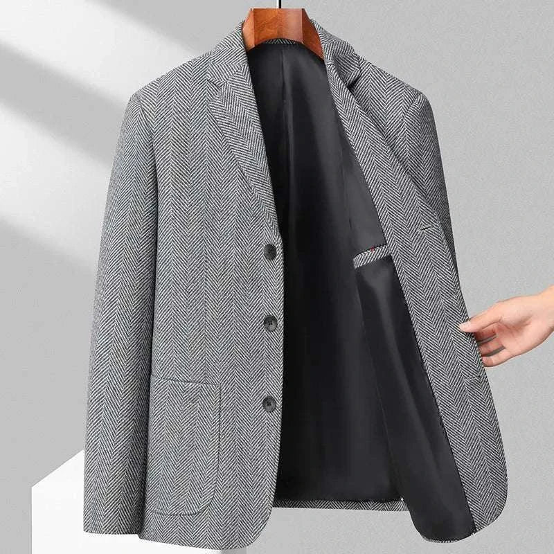 Men's Wool Blazer Herringbone Pattern Casual Business Suit Jacket Koala Sydney 