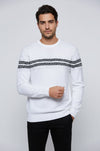 Circle Neck Knitwear Chest Patterned Over White - Wessi