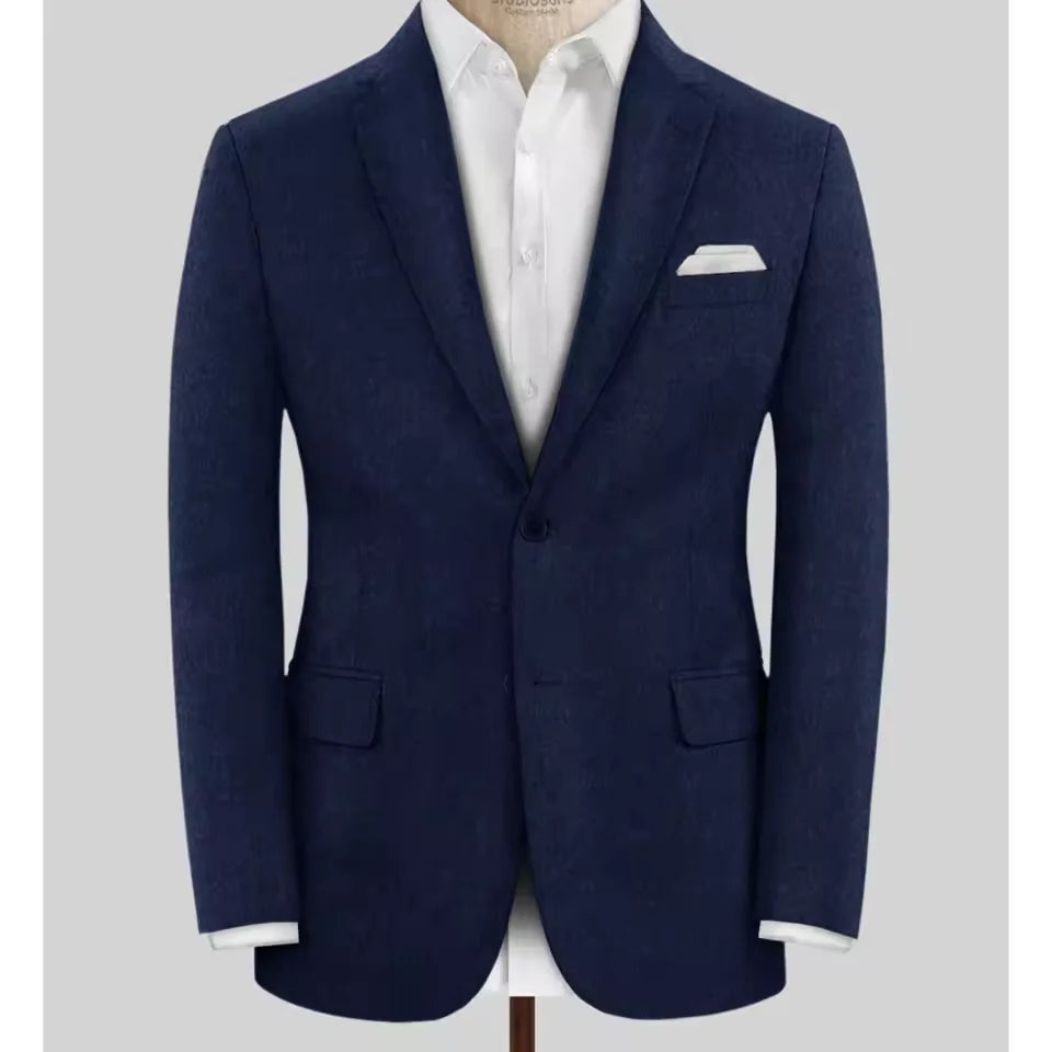 Men's Wool Blazer Single Breasted Slim Fit Suit Jacket
