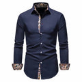 Men's Formal Slim Fit Long Sleeve Button-Up Shirt with Pocket