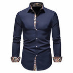 Men's Formal Slim Fit Long Sleeve Button-Up Shirt with Pocket