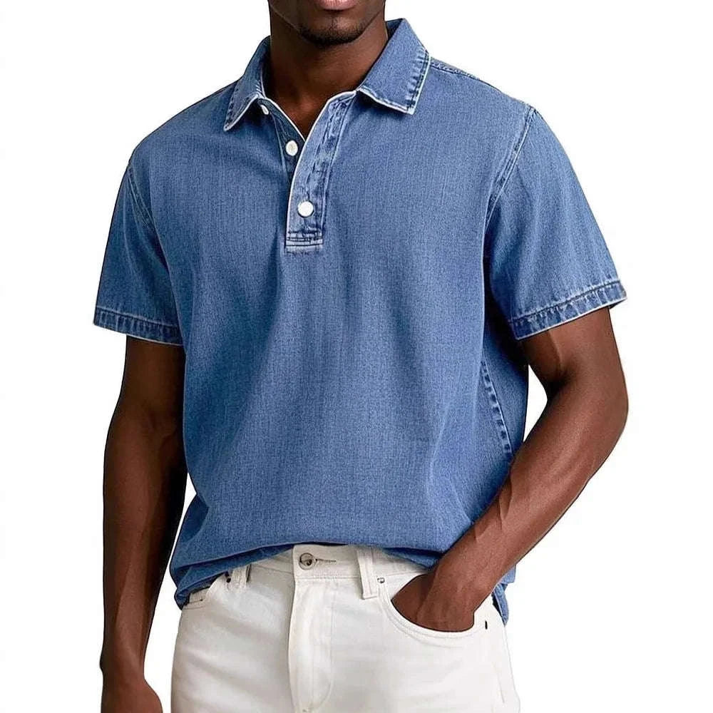 Vintage Men's Solid Polo Shirt Short Sleeve Casual Summer Retro Lapel T-Shirt Koala Sydney 