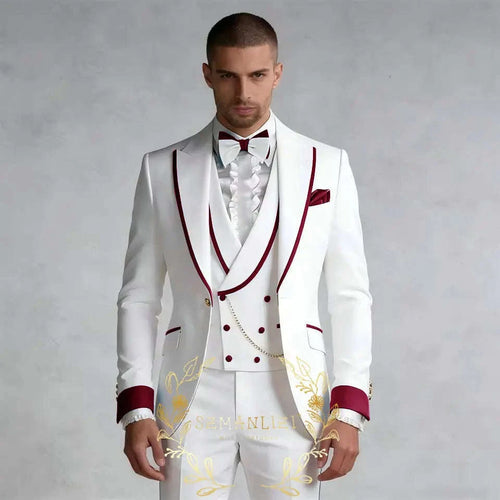 Luxury White 3-Piece Men's Wedding Suit (Jacket + Vest + Pants) Koala Sydney 