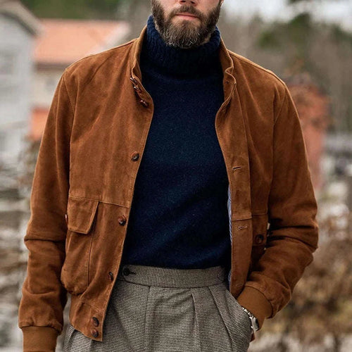 Mens Coat Streetwear Vintage Button-up Long Sleeve Slim Jackets Koala Sydney 
