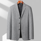 Men's Wool Blazer Herringbone Pattern Casual Business Suit Jacket