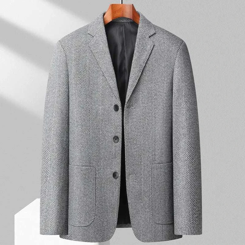 Men's Wool Blazer Herringbone Pattern Casual Business Suit Jacket Koala Sydney 