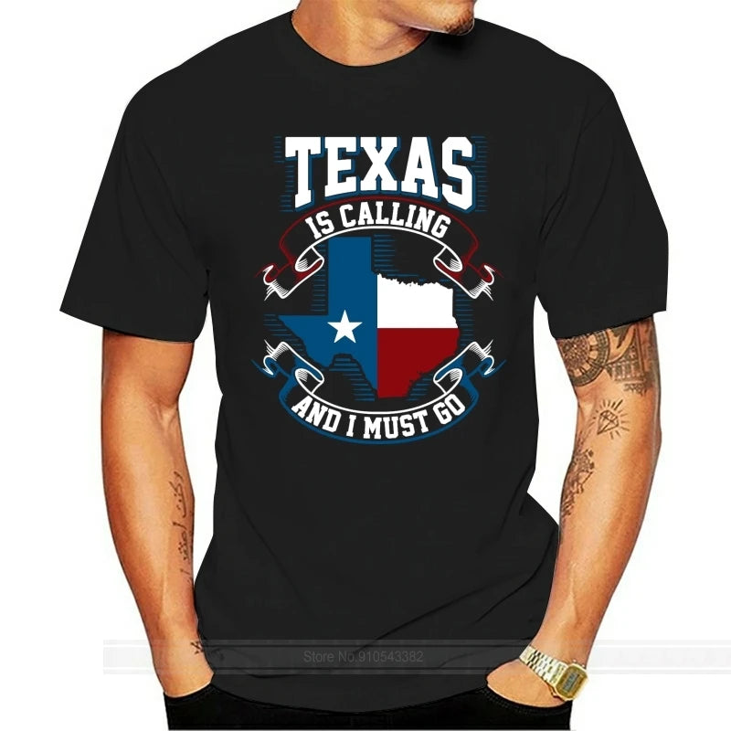 New Texas Is Calling And I Must Go Flag Black T-Shirt