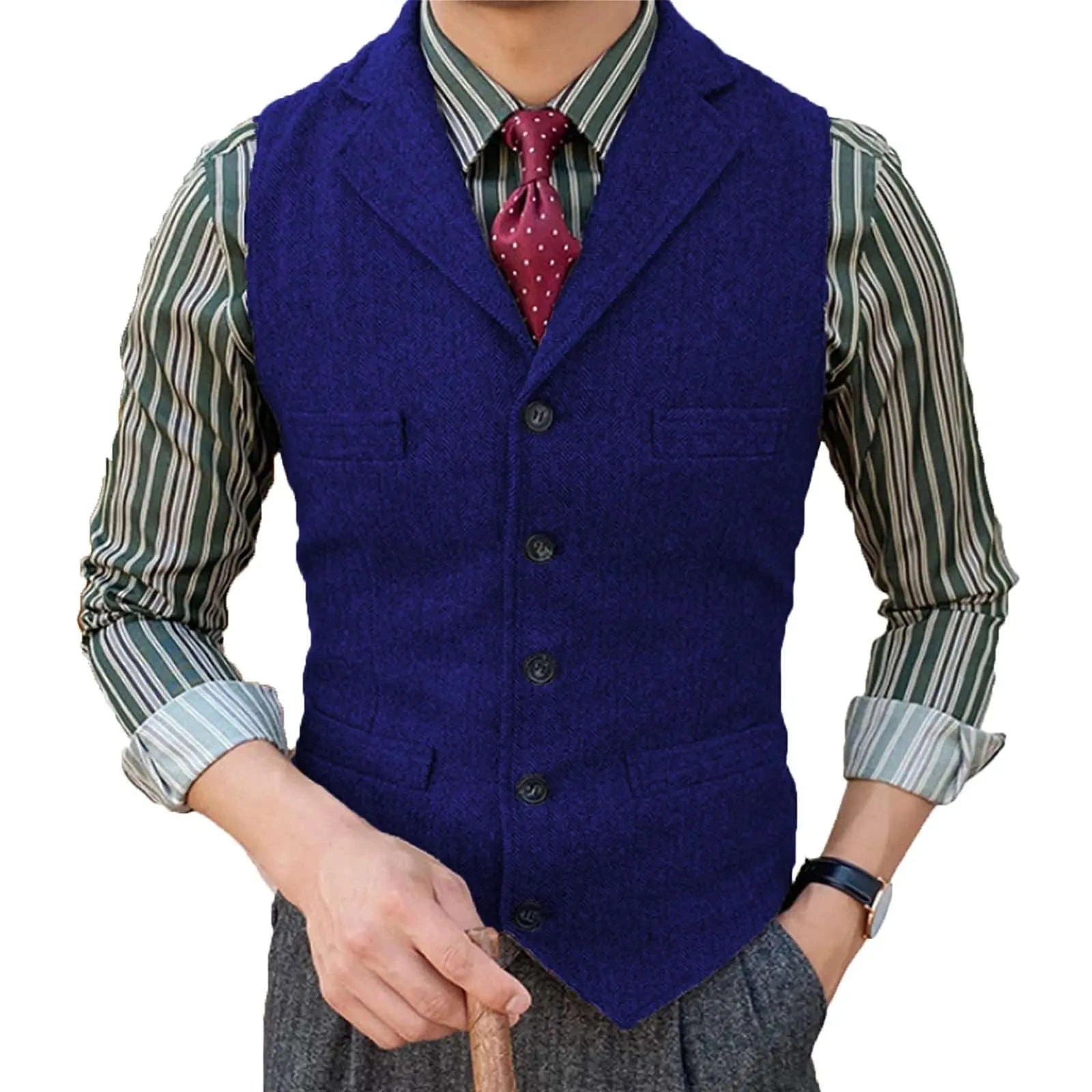 Men's Herringbone Wool Blend Suit Vest Koala Sydney 