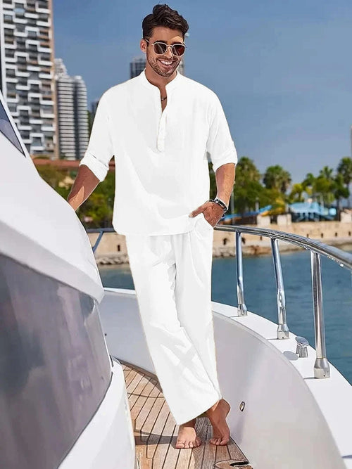 Men's White Linen 2-Piece Summer Outfit Koala Sydney 
