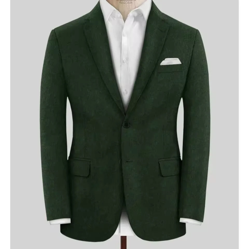Men's Wool Blazer Single Breasted Slim Fit Suit Jacket