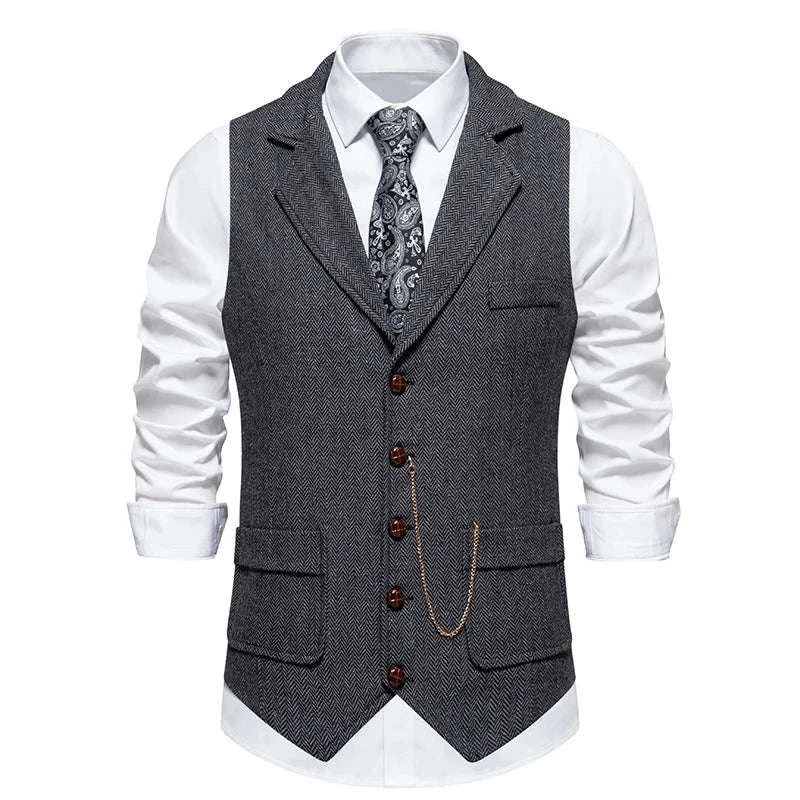 Herringbone Tweed Lapel Waistcoat Koala Sydney 