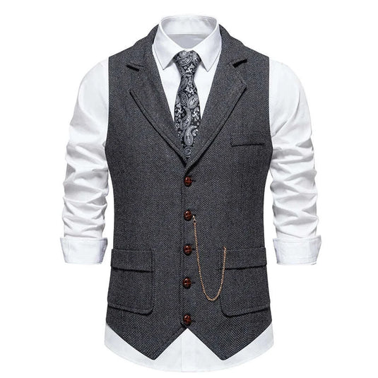 Herringbone Tweed Lapel Waistcoat Koala Sydney 