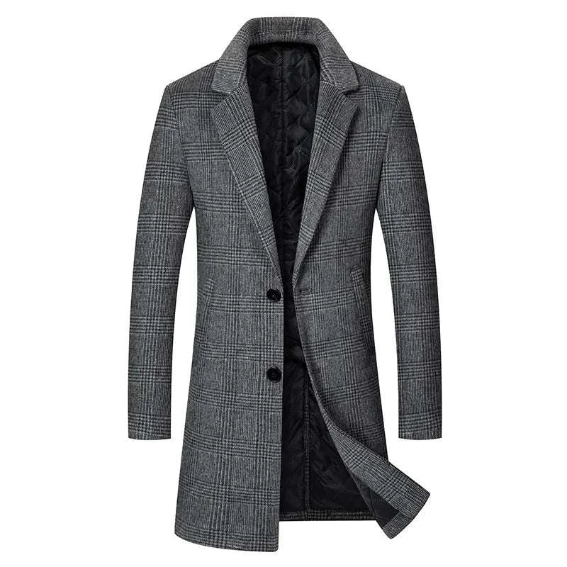 Men's Wool Coat Men 2023 Winter New Style Fashion Casual Slim Fit Thicken Warm Long Jacket Male Brand Plaid Abrigos Para Hombre Koala Sydney 