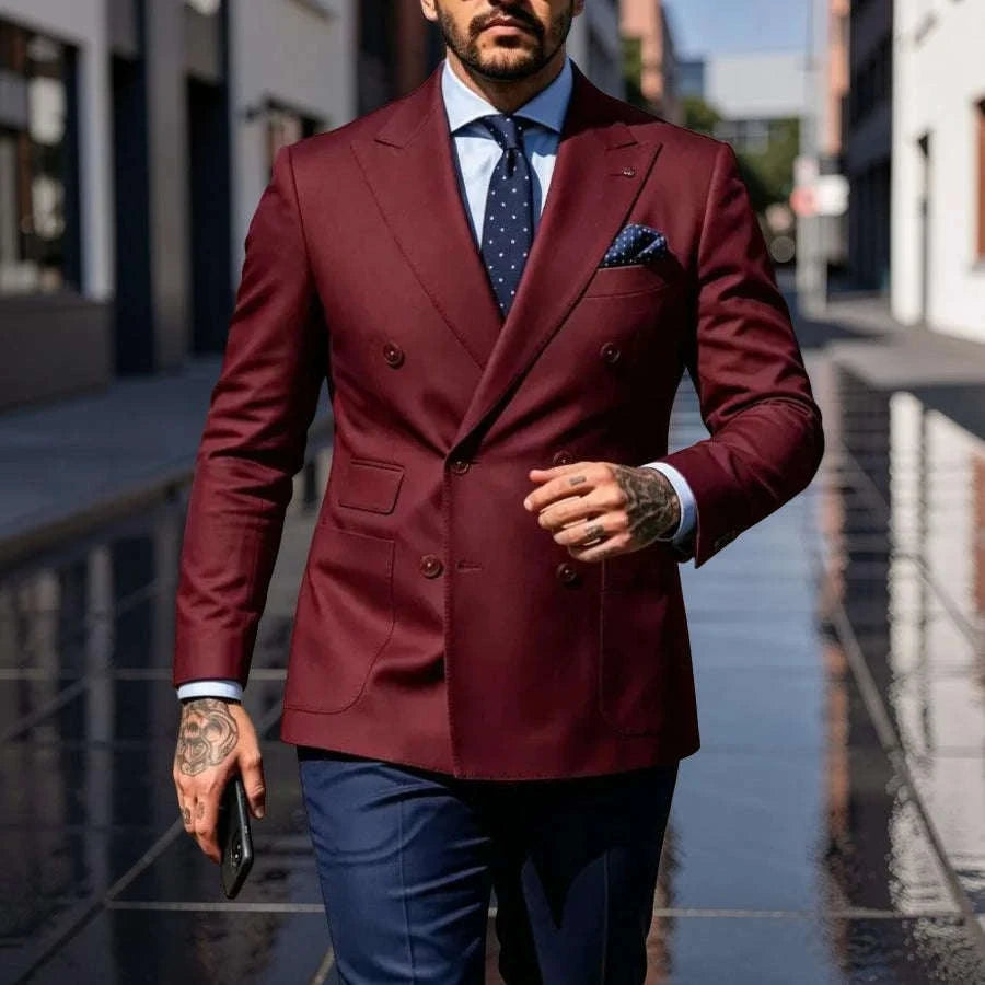 Men's Slim Fit Double Breasted 2-Piece Suit Set Koala Sydney 
