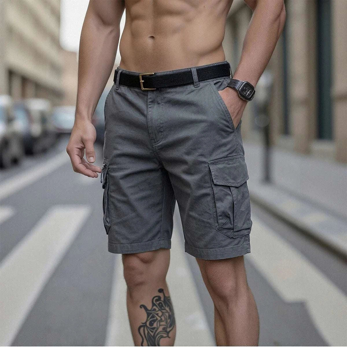 Mens Black Cargo Shorts Muscular Fitness Koala Sydney 