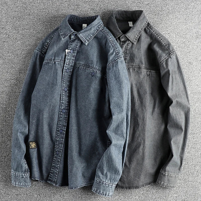 Vintage Heavy-Wash Denim Jacket for Men