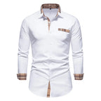 Men's Formal Slim Fit Long Sleeve Button-Up Shirt with Pocket