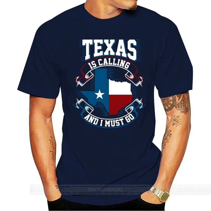 New Texas Is Calling And I Must Go Flag Black T-Shirt