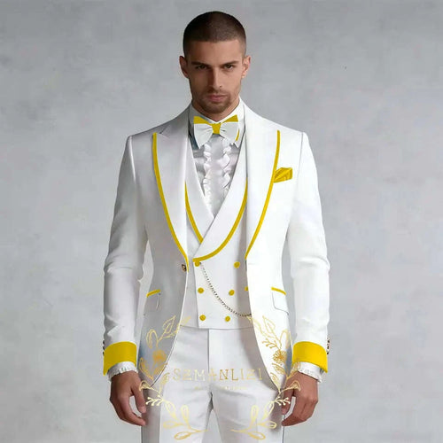 Luxury White 3-Piece Men's Wedding Suit (Jacket + Vest + Pants) Koala Sydney 