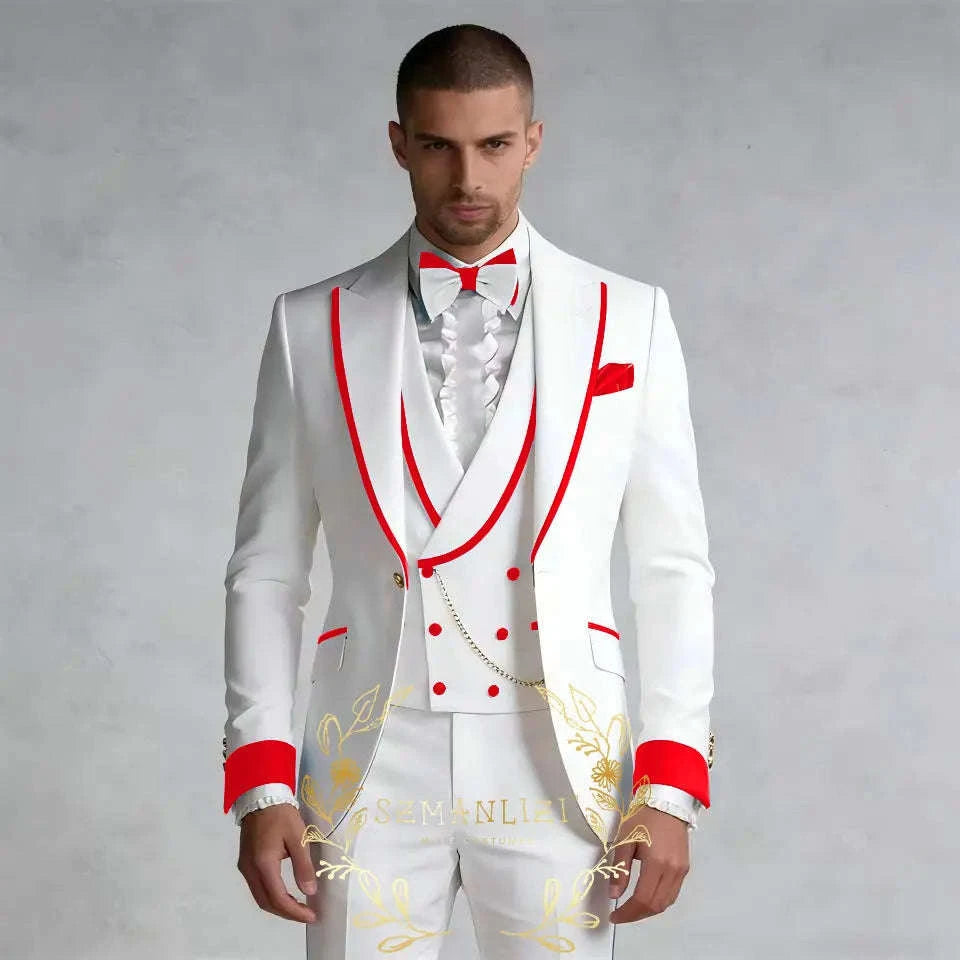Luxury White 3-Piece Men's Wedding Suit (Jacket + Vest + Pants) Koala Sydney 