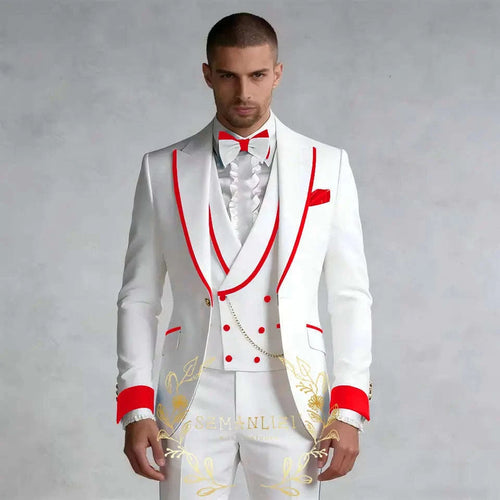 Luxury White 3-Piece Men's Wedding Suit (Jacket + Vest + Pants) Koala Sydney 
