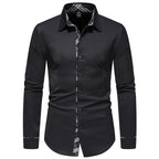Men's Formal Slim Fit Long Sleeve Button-Up Shirt with Pocket