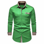 Men's Formal Slim Fit Long Sleeve Button-Up Shirt with Pocket