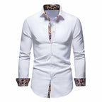 Men's Formal Slim Fit Long Sleeve Button-Up Shirt with Pocket