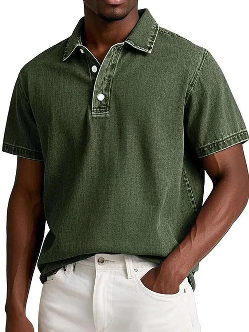 Vintage Men's Solid Polo Shirt Short Sleeve Casual Summer Retro Lapel T-Shirt Koala Sydney 