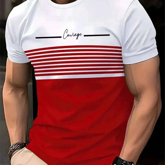 Men’s Oversized Striped Printed T-Shirt