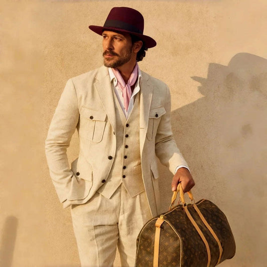 Beige Linen 3-Piece Men's Suit Koala Sydney 