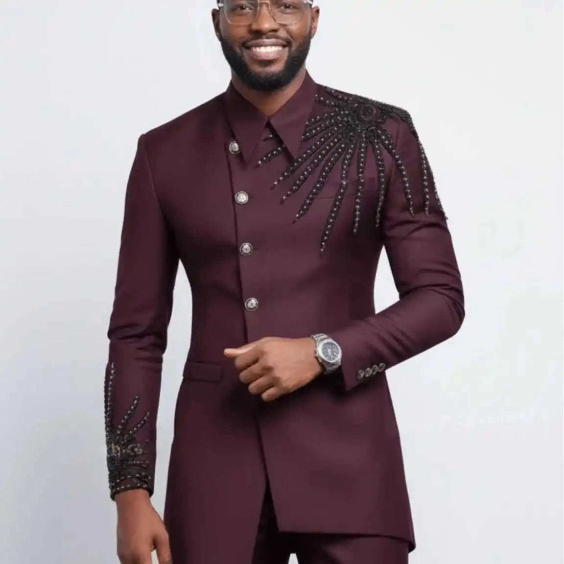 Elegant Men Suits 2 Pieces Jacket Pants Skinny Fashion Beaded Groom Wedding Tuxedos Casual Occasion Customized Koala Sydney 