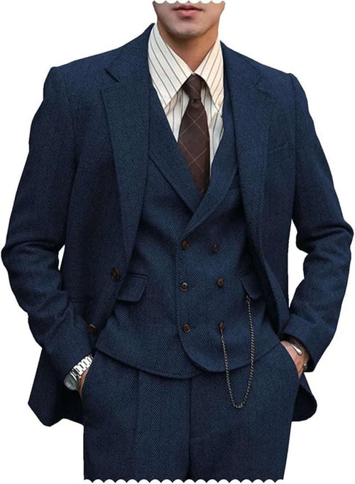Men's Slim Fit 3-Piece Tweed Wool Blend Suit Koala Sydney 