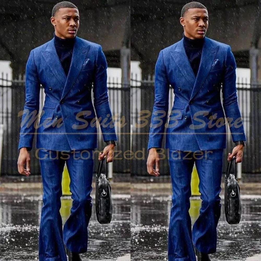 Customzied Men's Suits Fashion Double Breasted Skinny 2 Piece Jacket Pants Full Sets Elegant Wedding Groomsmen Blazer Outfits Koala Sydney 