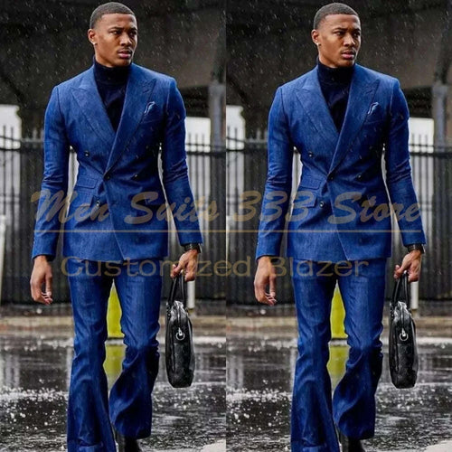 Customzied Men's Suits Fashion Double Breasted Skinny 2 Piece Jacket Pants Full Sets Elegant Wedding Groomsmen Blazer Outfits Koala Sydney 