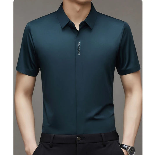 Luxury Mulberry Silk Men's Short-Sleeve Shirt