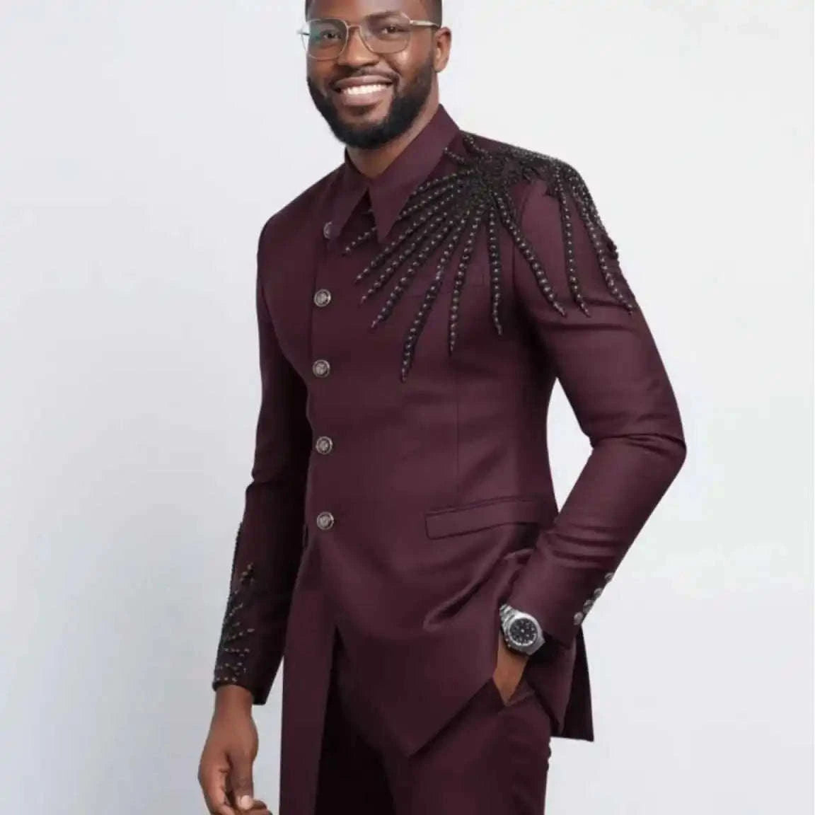 Elegant Men Suits 2 Pieces Jacket Pants Skinny Fashion Beaded Groom Wedding Tuxedos Casual Occasion Customized Koala Sydney 