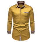 Men's Formal Slim Fit Long Sleeve Button-Up Shirt with Pocket
