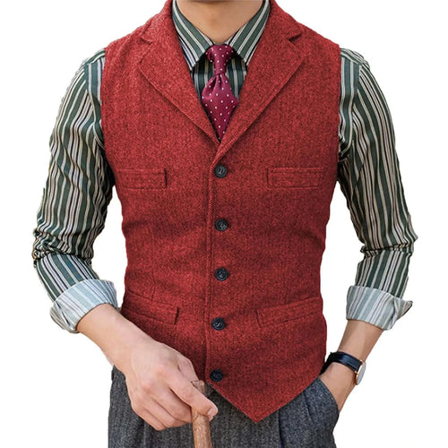 Men's Herringbone Wool Blend Suit Vest Koala Sydney 
