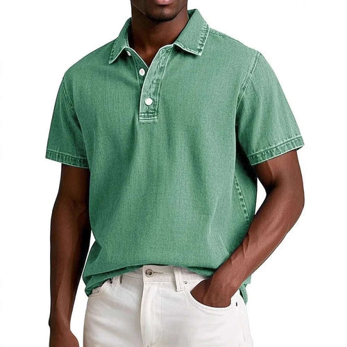 Vintage Men's Solid Polo Shirt Short Sleeve Casual Summer Retro Lapel T-Shirt Koala Sydney 