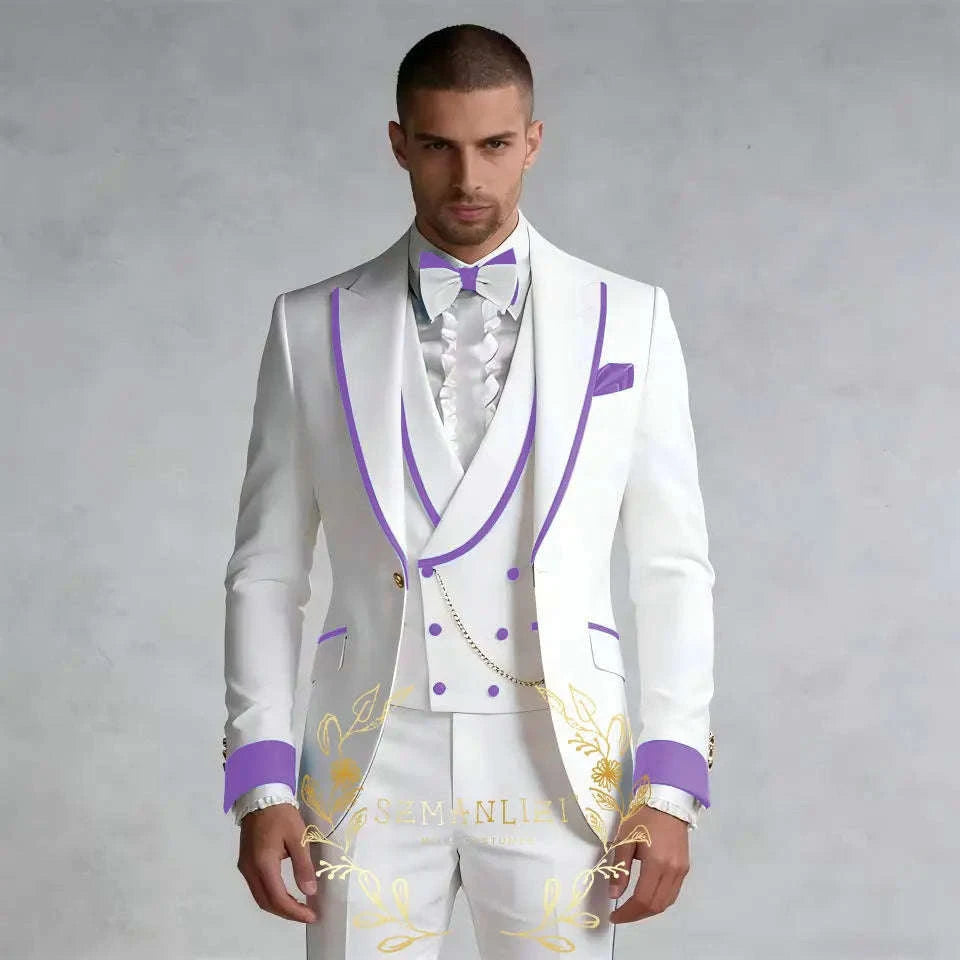 Luxury White 3-Piece Men's Wedding Suit (Jacket + Vest + Pants) Koala Sydney 
