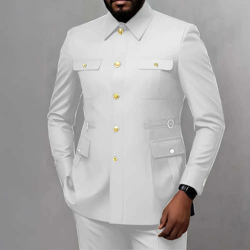 Men's Classic 2-Piece Business Suit Set with Gold Button Blazer Koala Sydney 