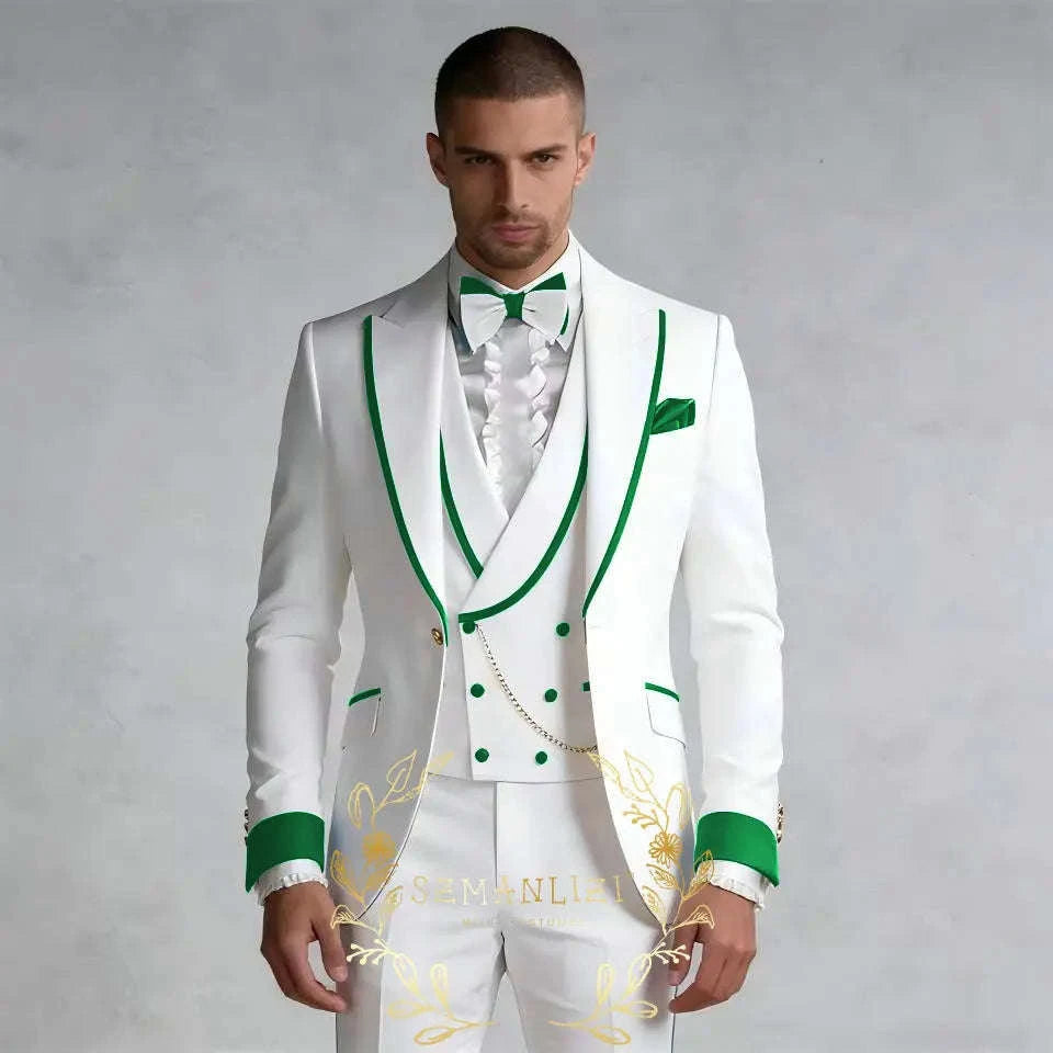Luxury White 3-Piece Men's Wedding Suit (Jacket + Vest + Pants) Koala Sydney 